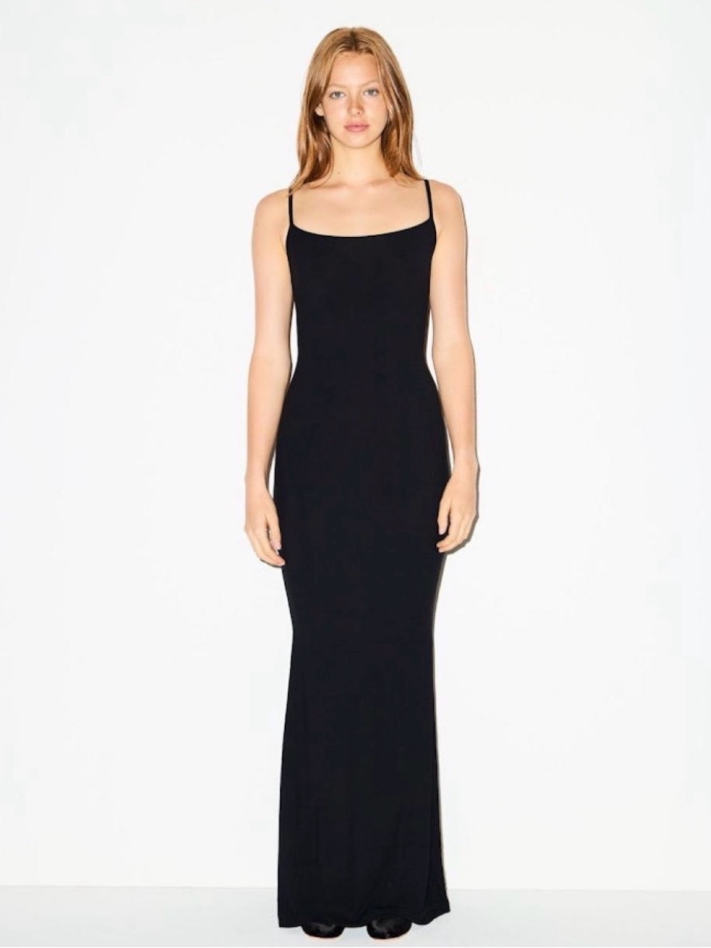 SKIMS Black Slim Spaghetti-Strap Maxi Dress